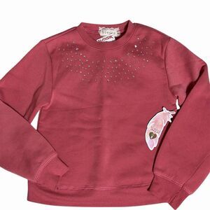 btween Girls Size 8 Pink Embellished Crew Neck Sweatshirt Pullover